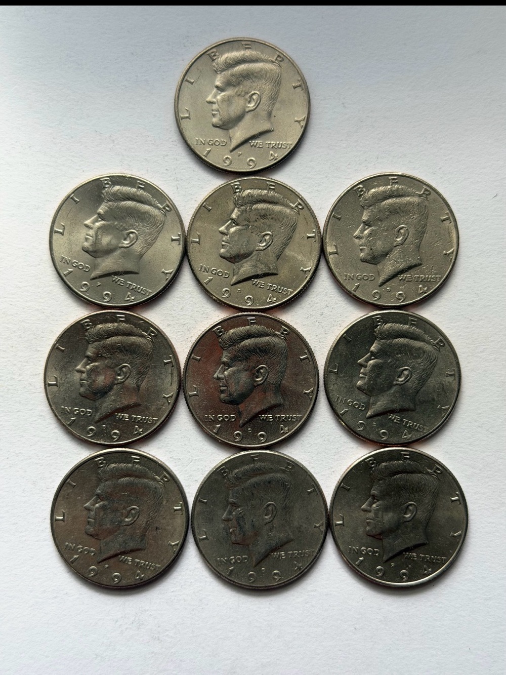 lot of 10 1994 Half Dollars